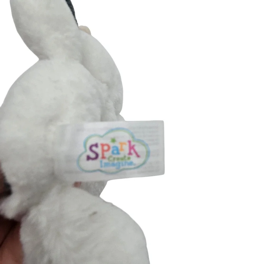 Spark Create Imagine Cow Baby Rattle Plush White Grey Spotted Crinkle Toy 336680